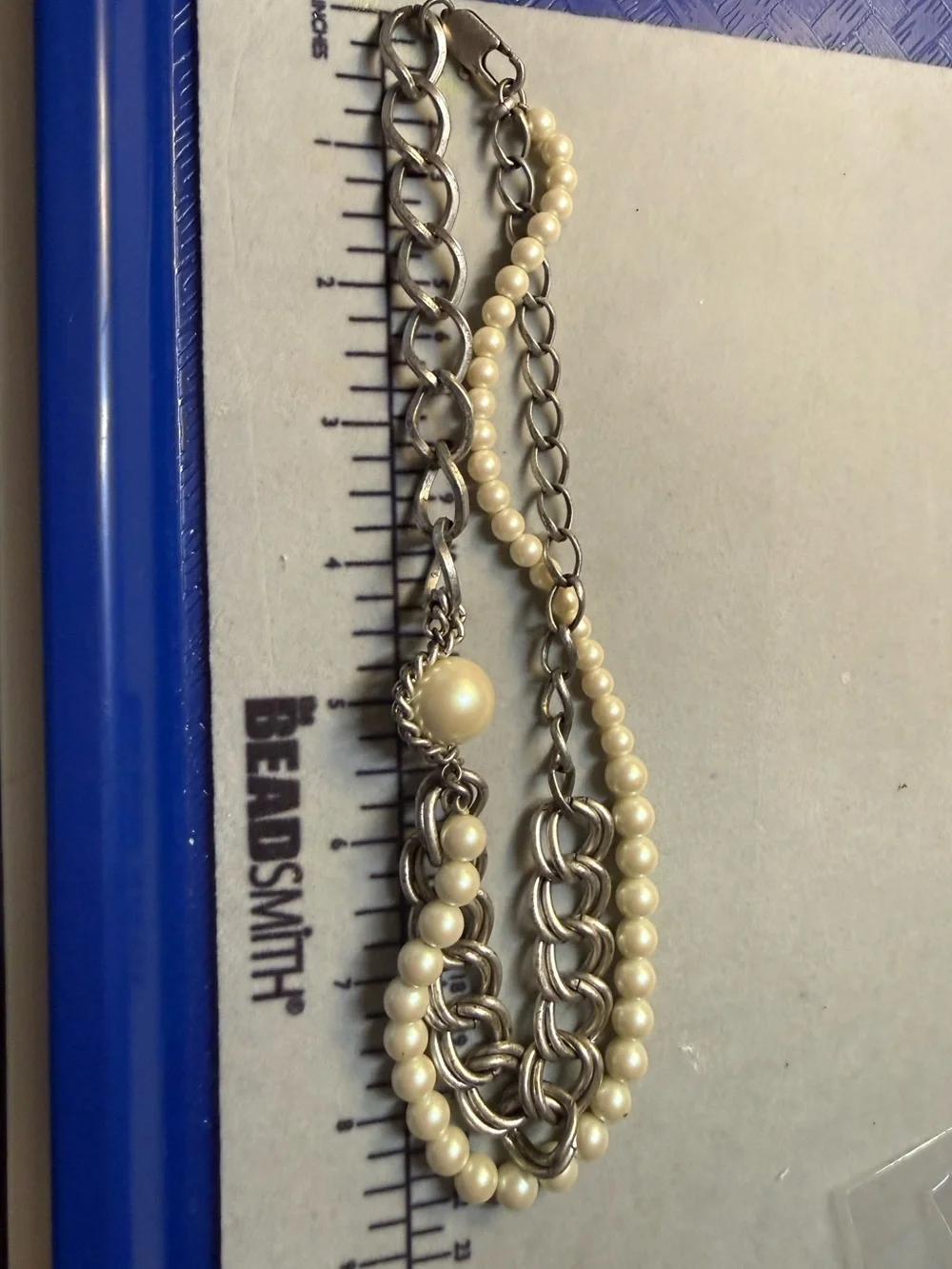 Silver-tone Multi-Strand Necklace faux pearl